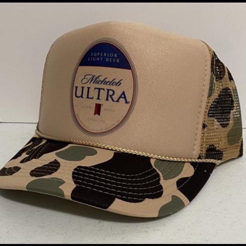 Retro Vintage Style Michelob Ultra Beer Hat Trucker Camo Party Cap American Prid
